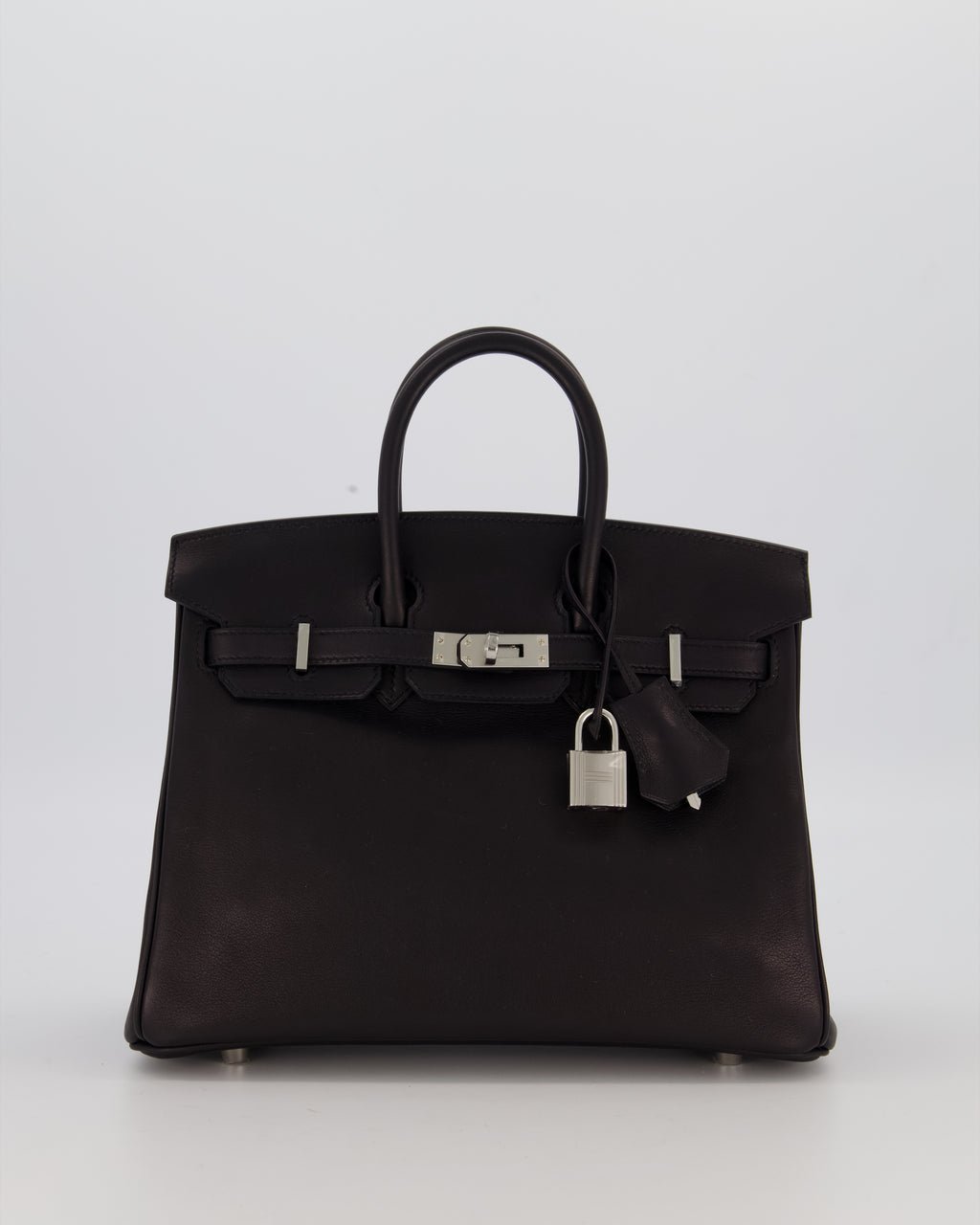 Hermès Birkin 25 Retourne Bag in Noir Volupto Leather with Palladium Hardware