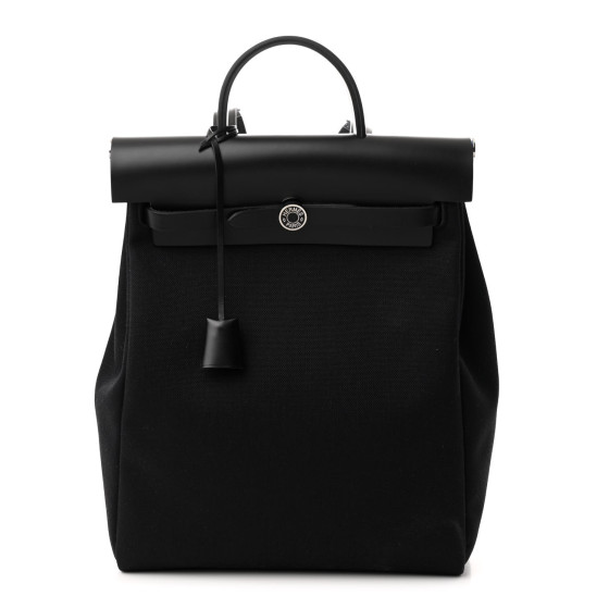 Hermes Military Toile Vache Hunter Herbag a Dos Zip Retourne Backpack Black