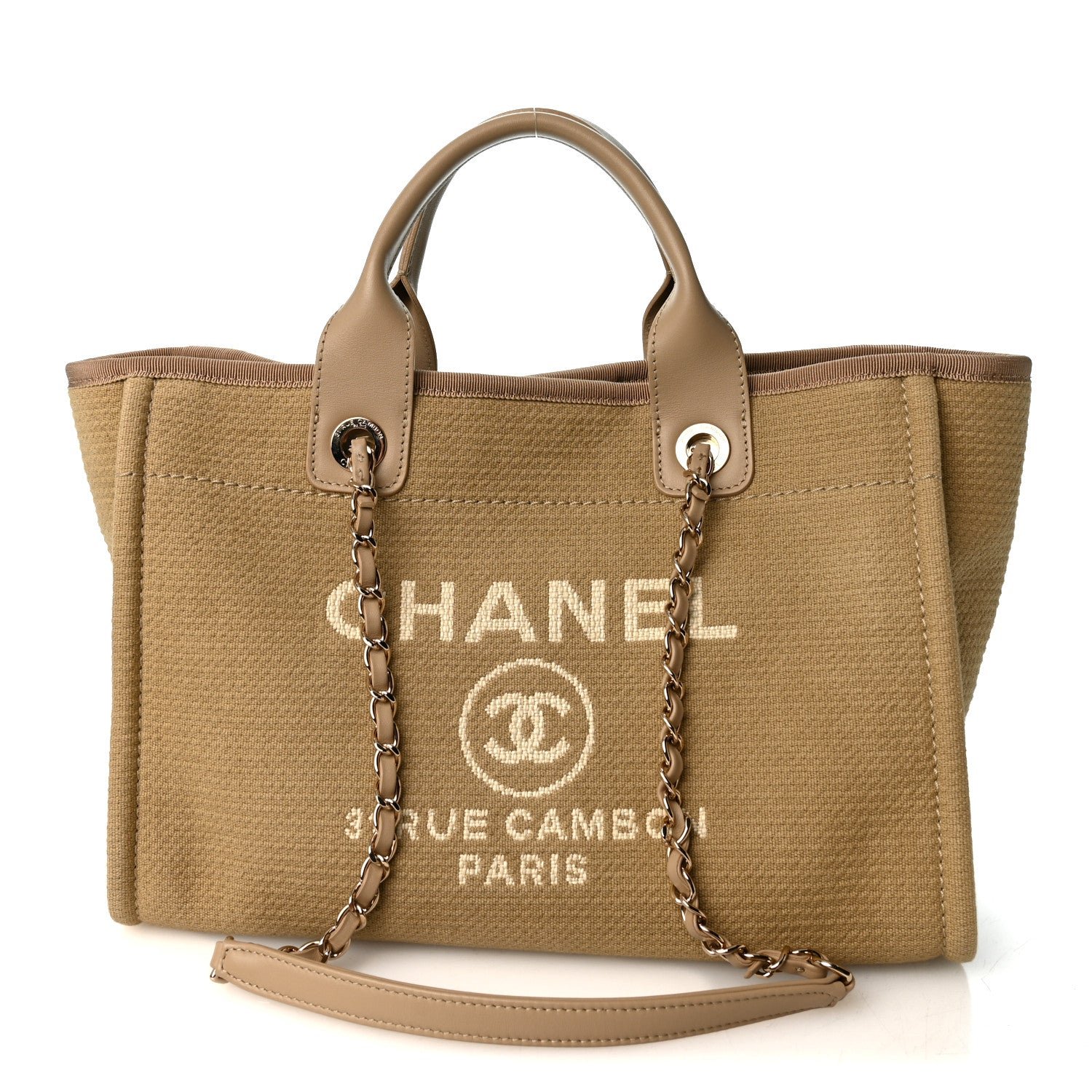 Chanel Mixed Fibers Small Deauville Tote Beige