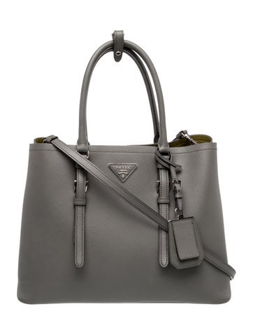 Leather Saffiano Leather Double Tote Medium