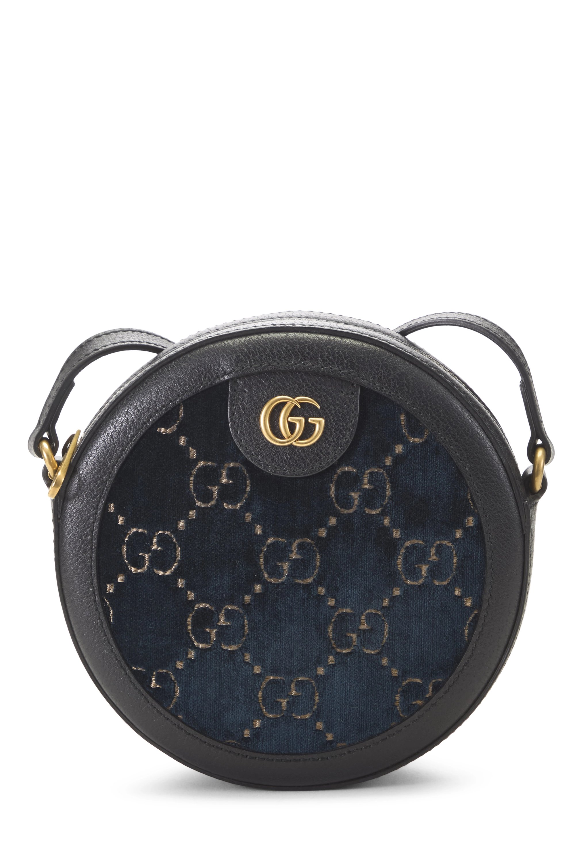 Blue GG Velvet Round Shoulder Bag Small