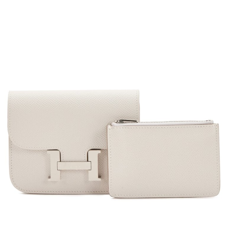 Hermes Gris Pale Epsom Constance Slim Wallet Palladium Hardware, 2023
