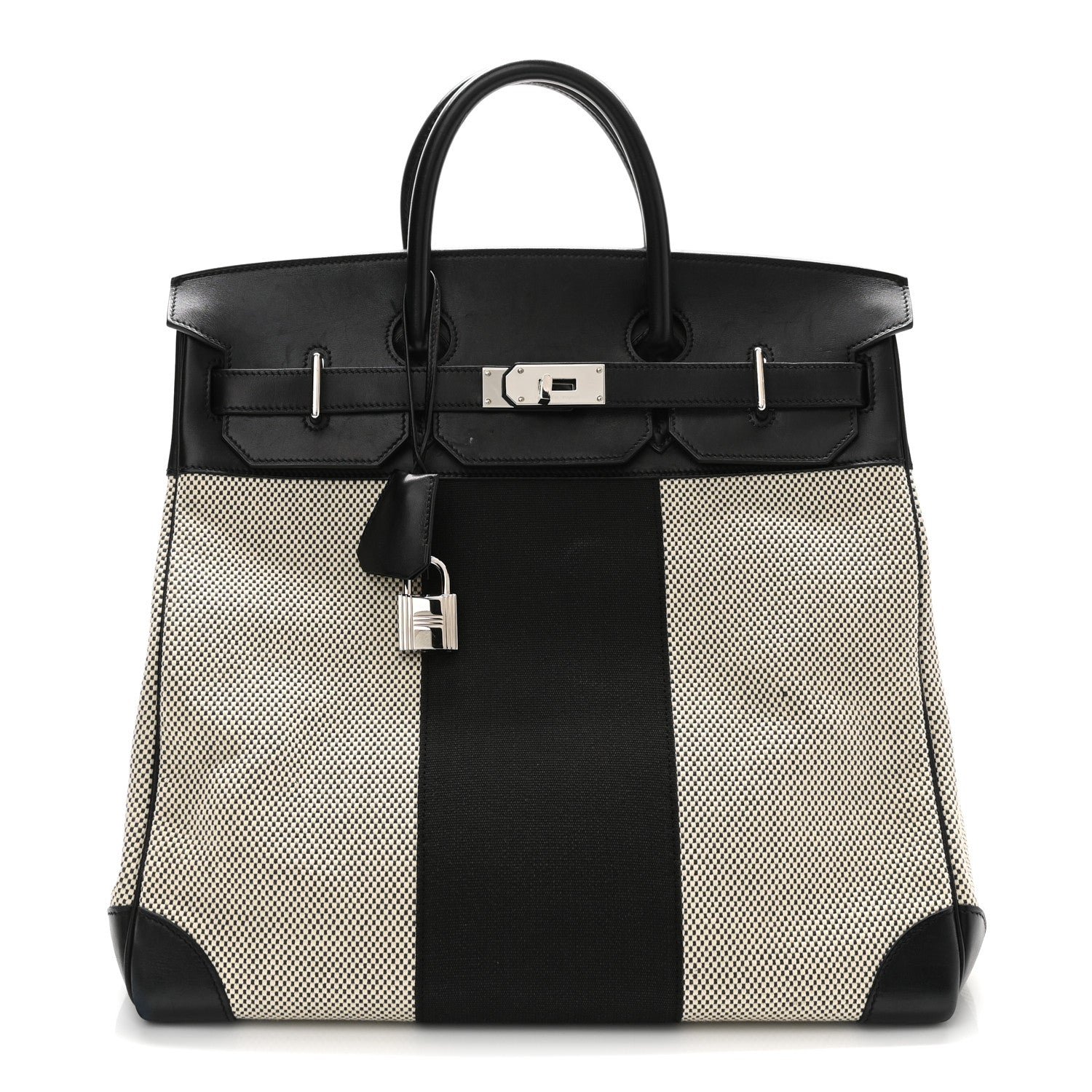 Hermes Hermes Hunter Criss Viking Evergrain Flag HAC Birkin 40 Ecru Black