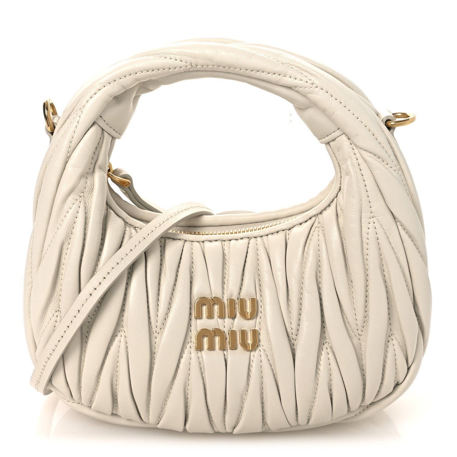 Miu Miu Nappa Matelasse Small Wander Hobo White