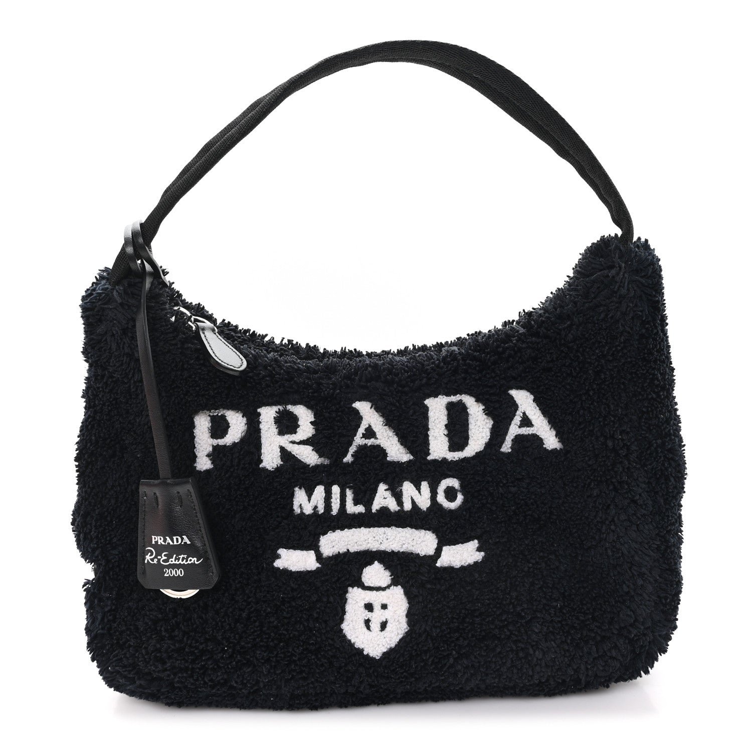 Prada Terry Cloth Mini Re-Edition 2000 Bag Black White