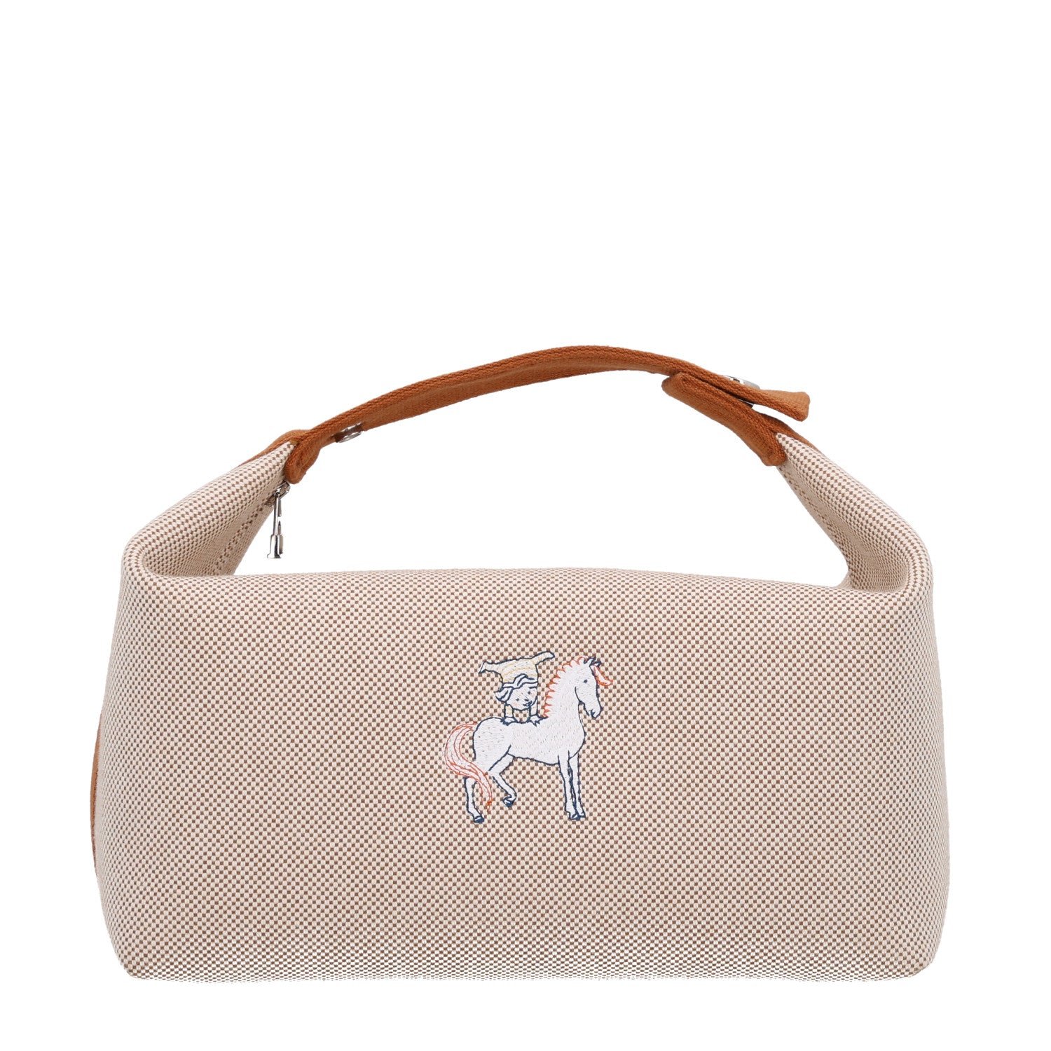 Hermes Canvas Large Bride-A-Brac Cabriole Case Biscuit