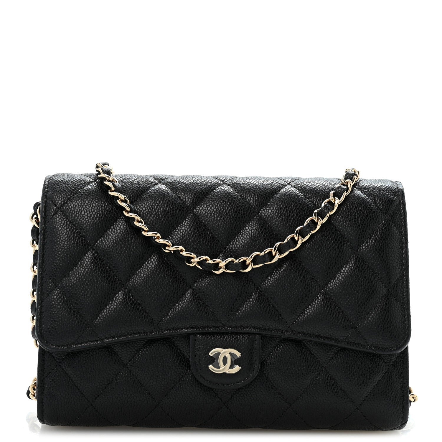 Chanel Caviar Quilted Compact Wallet On Chain WOC Black