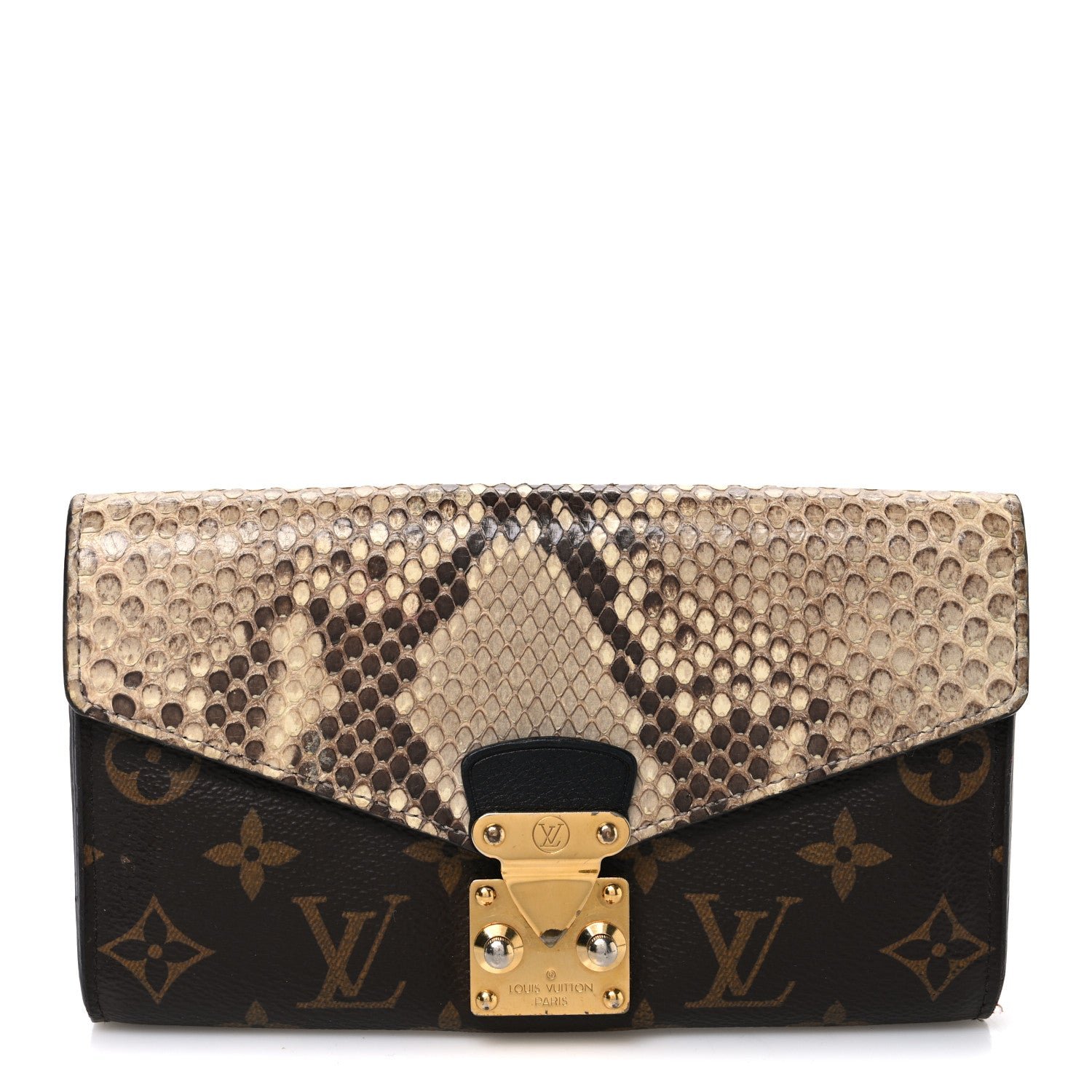 Louis Vuitton Snakeskin Monogram Pallas Wallet Black