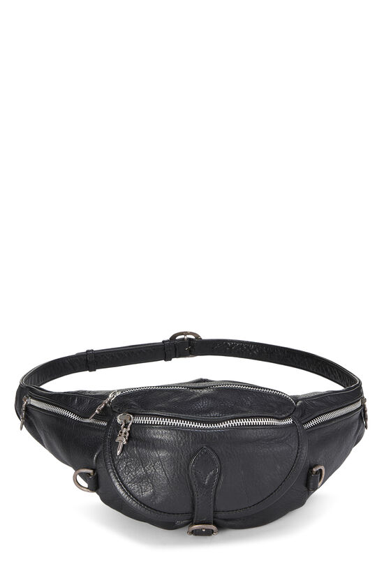 Chrome Hearts Black Leather Snat Pack Waist Bag
