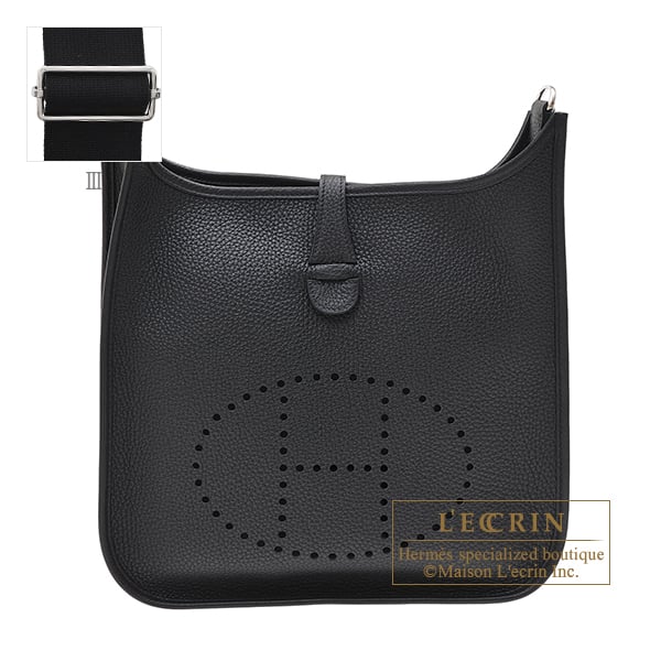 Hermes Hermes Evelyne 3 bag PM Black Clemence leather Silver hardware