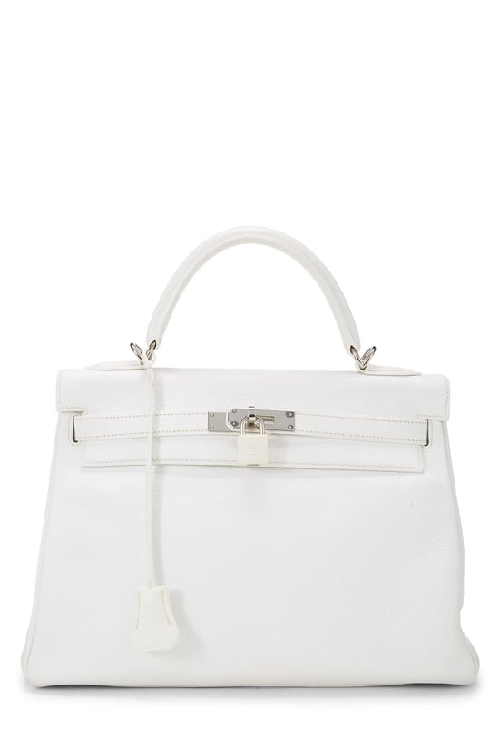 Hermès White Clemence Kelly Retourne 32