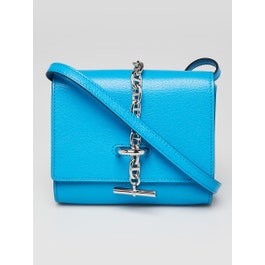 Hermes Hermes Bleu Zanzibar Chevre Mysore Leather Palladium Plated Chaine d'Ancre To Go Wallet Bag