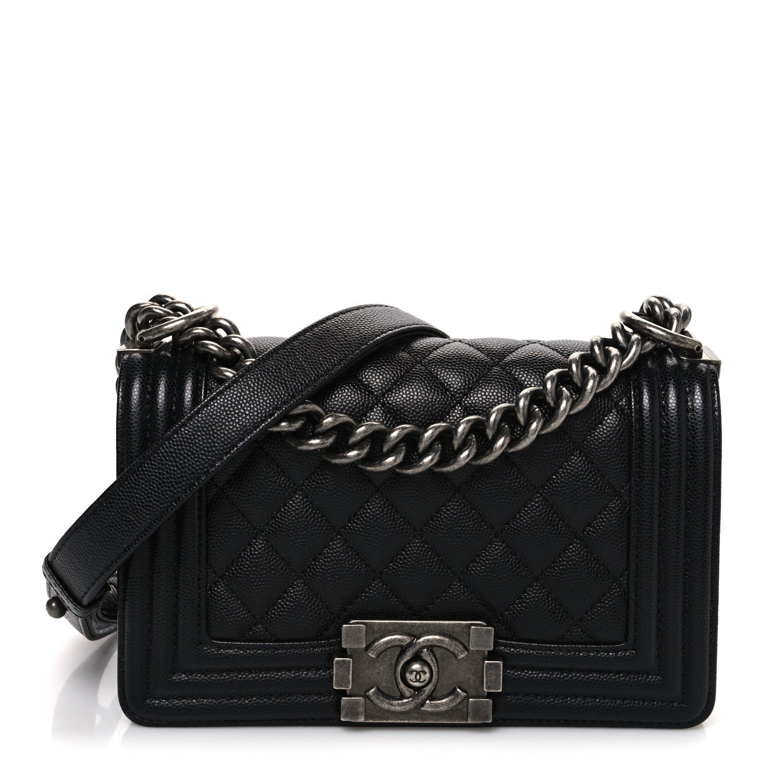 Caviar Quilted Small Boy Flap Black