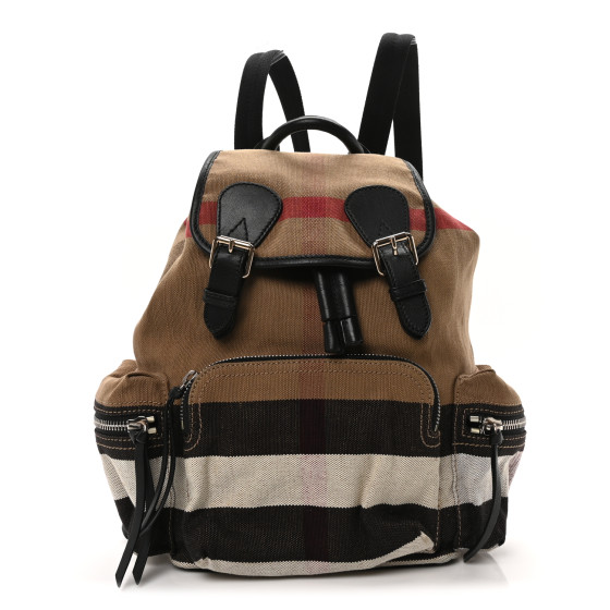 Burberry Canvas Mega Check Medium Rucksack Backpack Black