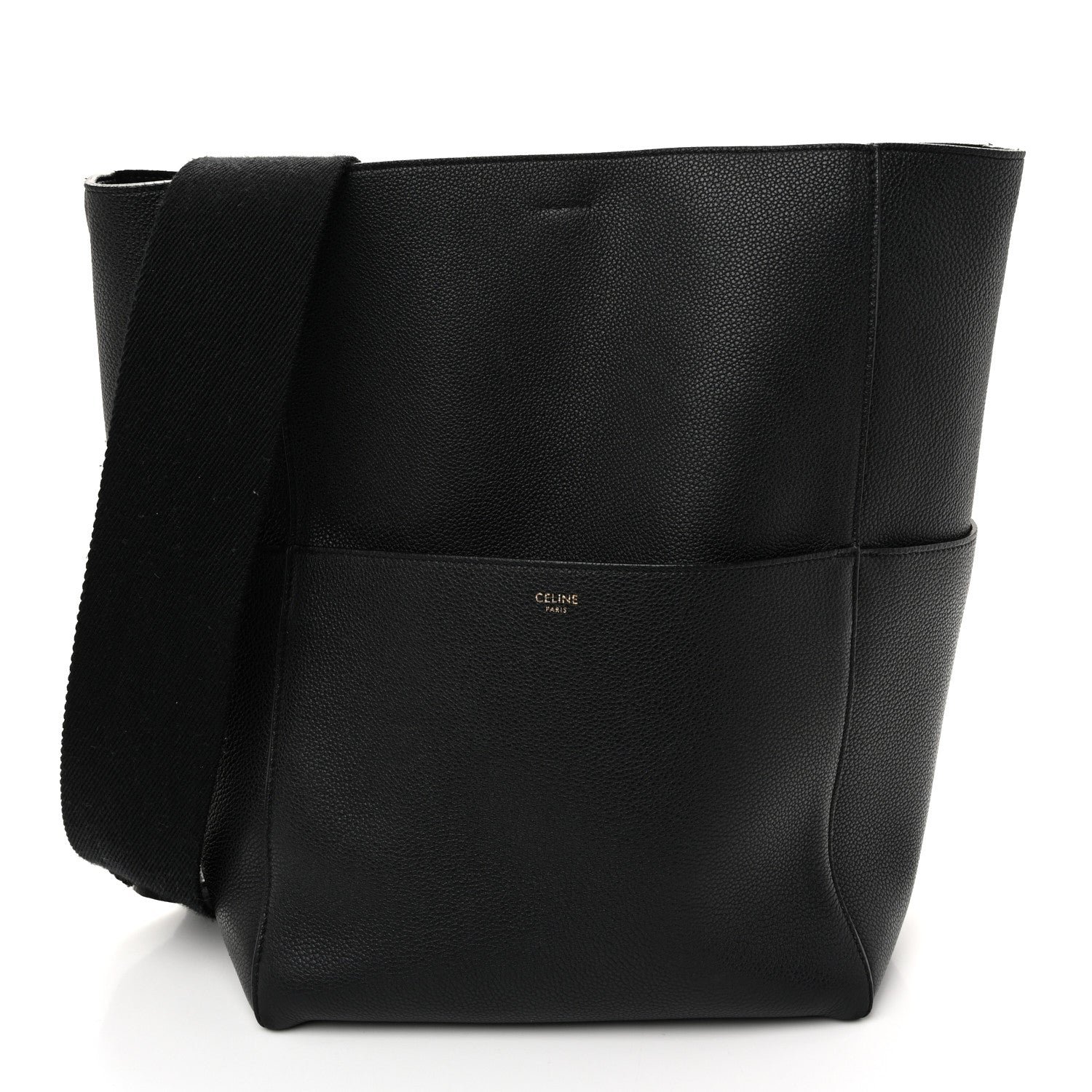 Celine Soft Grained Calfskin Sangle Bucket Bag Black