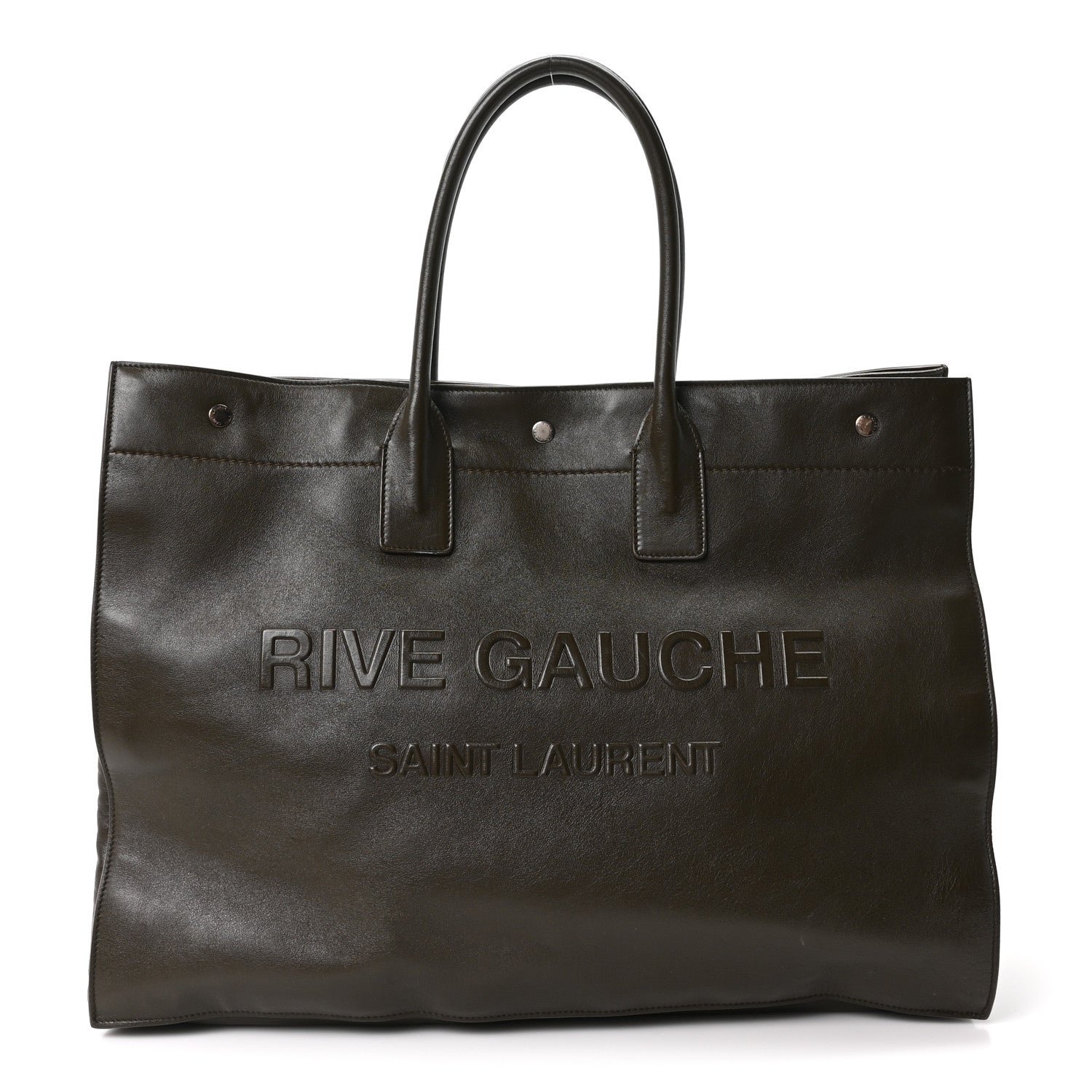 Saint Laurent Vitello Large Rive Gauche Tote Dark Green