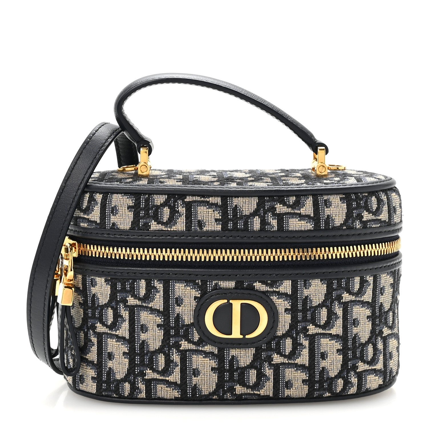 Christian Dior Oblique 30 Montaigne Mini Vanity Case With Shoulder Strap Blue