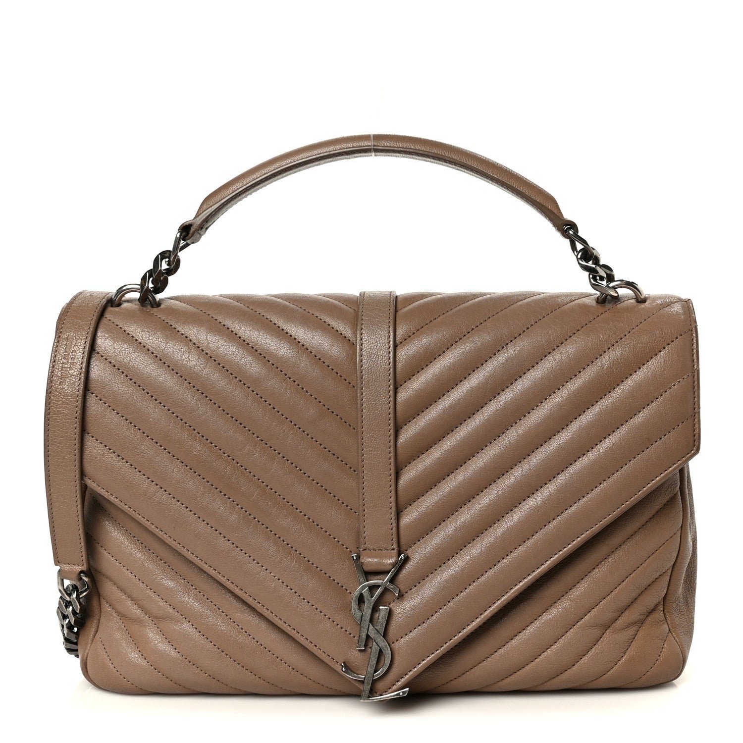 Saint Laurent Sheepskin Matelasse Chevron Monogram Large College Bag Fard