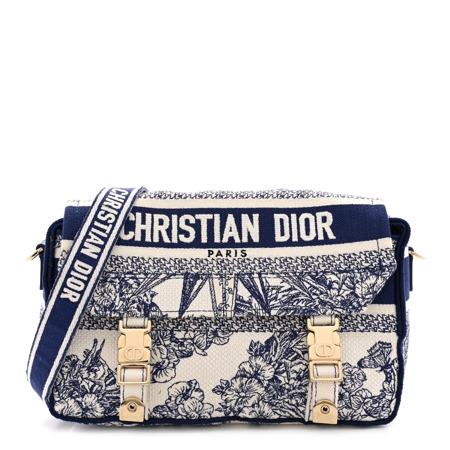 Christian Dior Canvas Embroidered Reve D'Infini Small Diorcamp Messenger  Blue