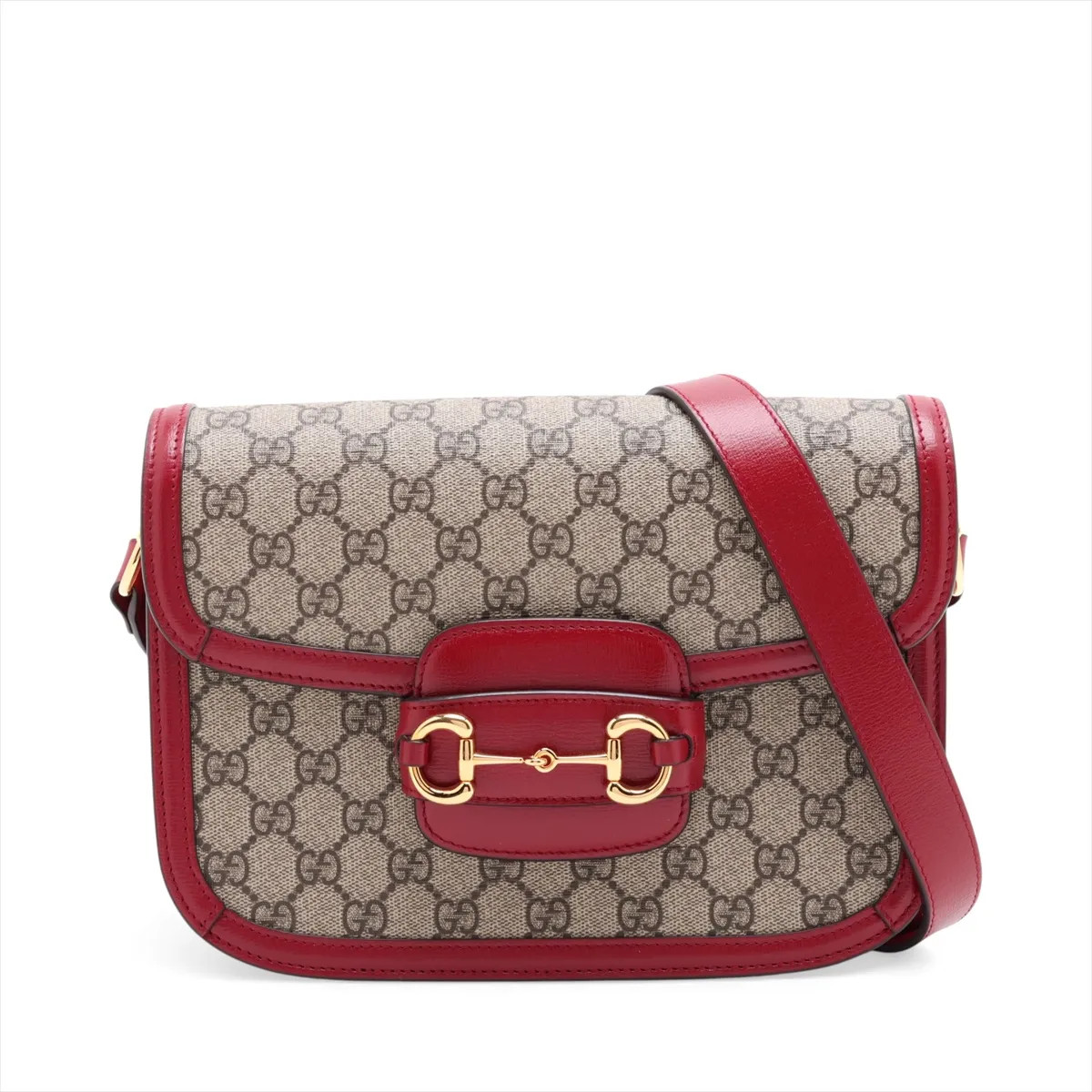 Gucci GG Supreme Horsebit 1955 602204 PVC & leather Shoulder bag Beige