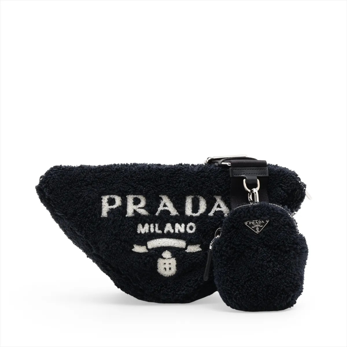 Prada Triangle 1BH190 Pile Shoulder bag Black