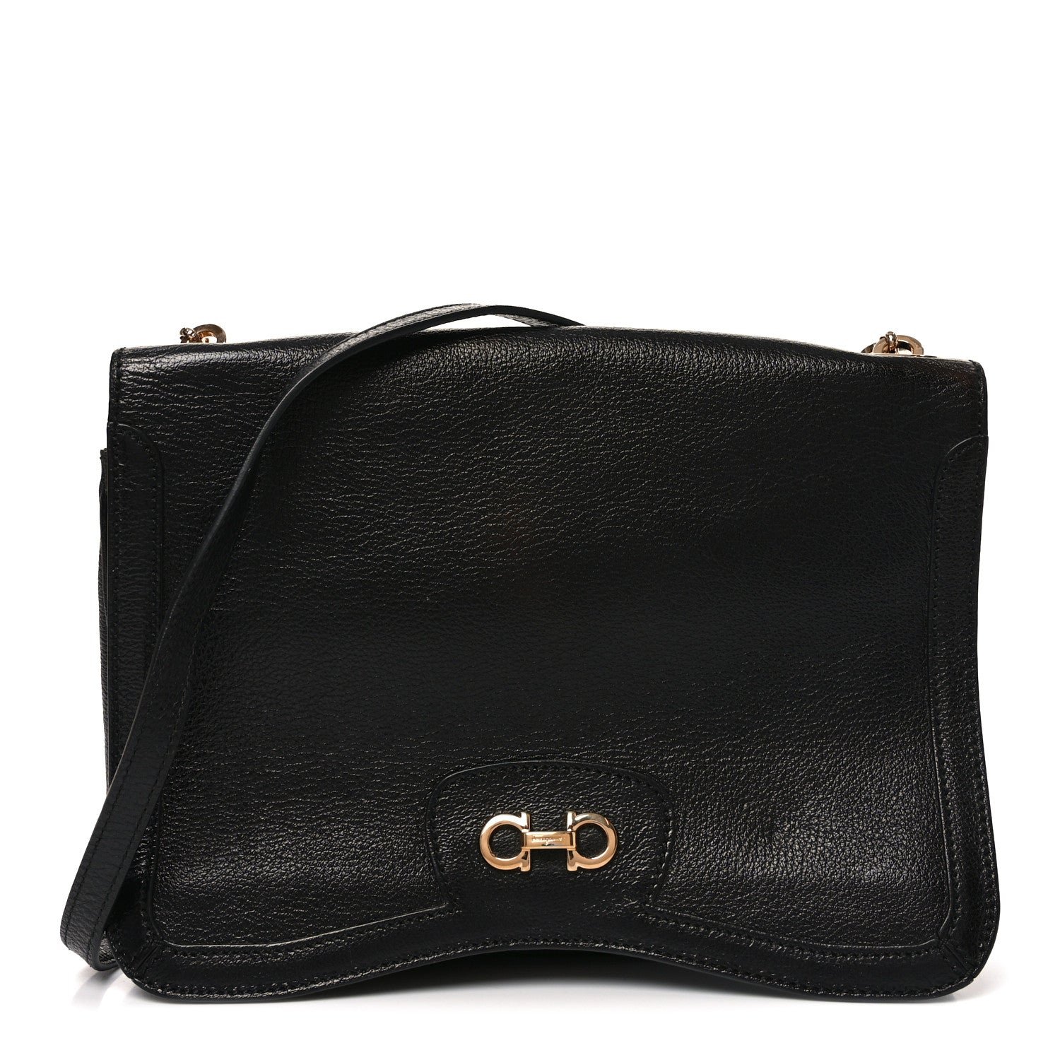 Salvatore Ferragamo Salvatore Ferragamo Buffalo Gancini Shoulder Bag Black