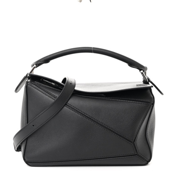 Loewe Calfskin Small Puzzle Bag Black