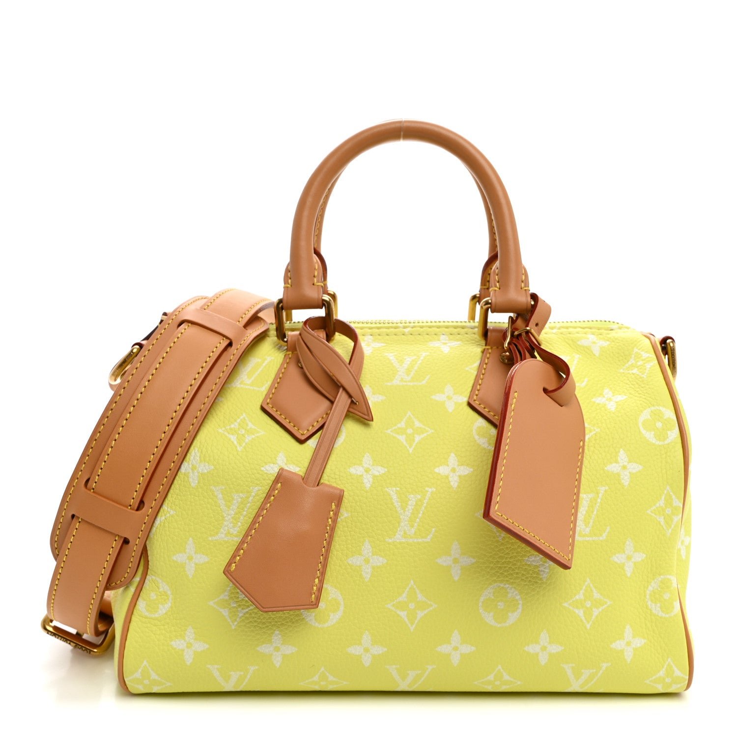 Louis Vuitton Calfskin Monogram Speedy P9 Bandouliere 25 Lemonade Yellow
