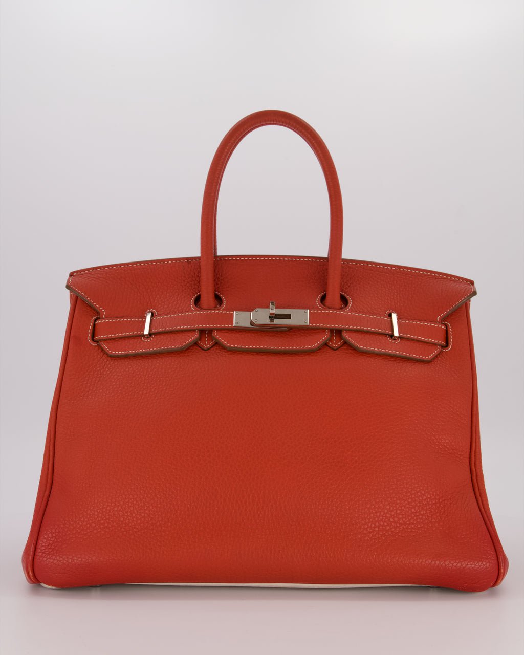 Hermès Birkin 35 Bag in Sanguine and Blanc Clemence Leather with Palladium Hardware