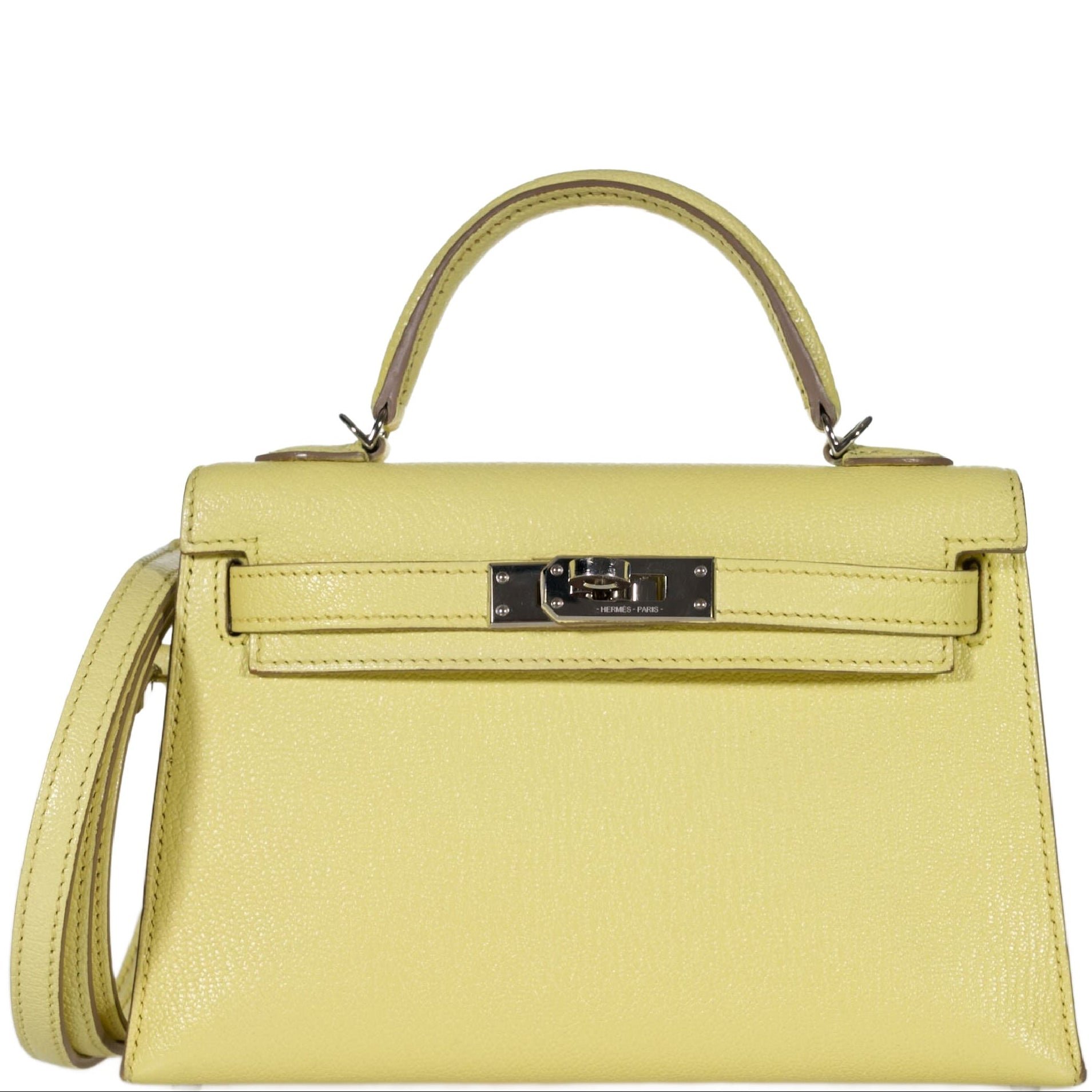 Hermes Hermès Mini Kelly Sellier 20 Limoncello Chevre with Palladium Hardware