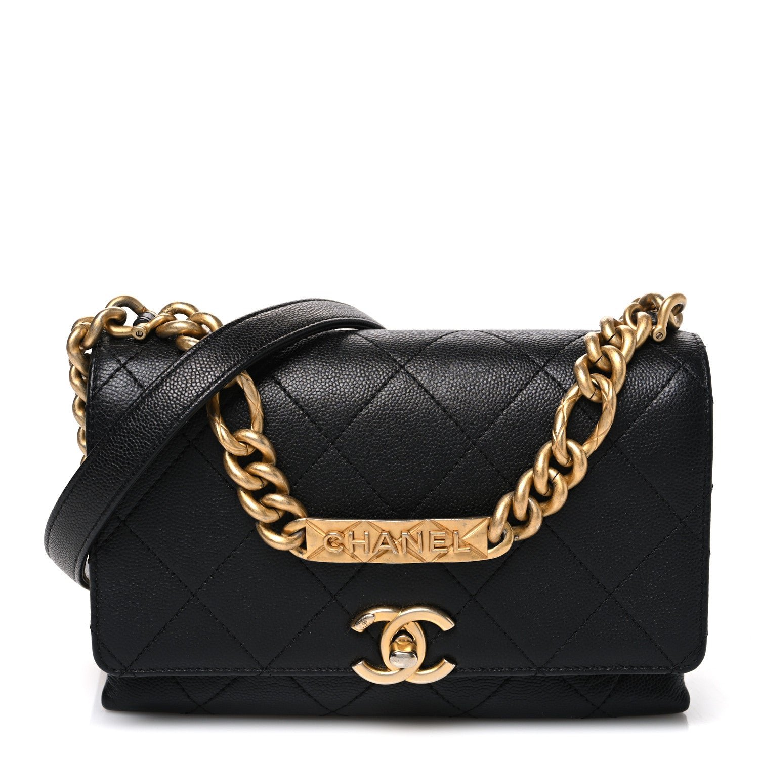 Chanel Caviar Quilted Mini Bracelet On Chain Flap Black