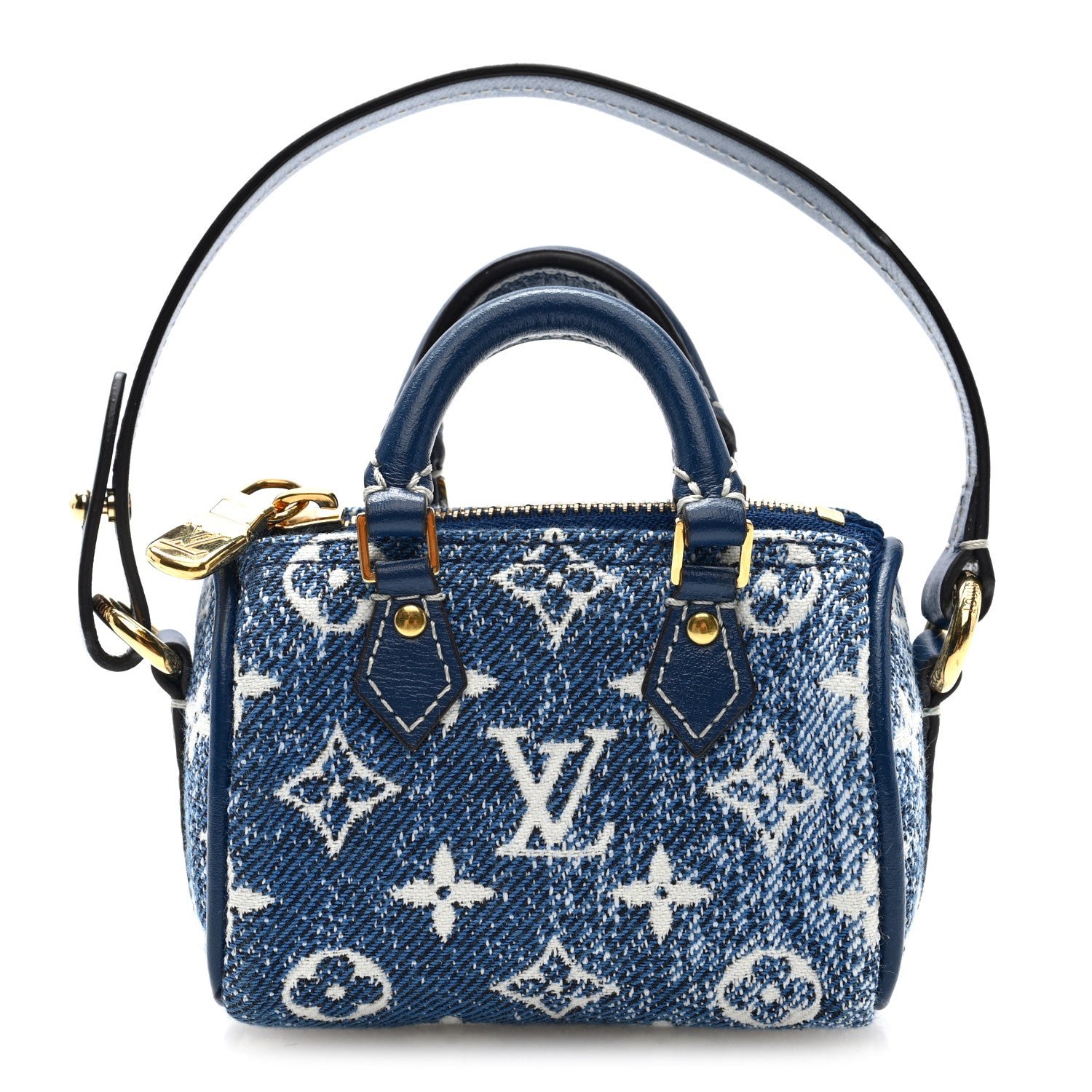 Louis Vuitton Denim Monogram Jacquard Micro Speedy Bag Charm Bleu