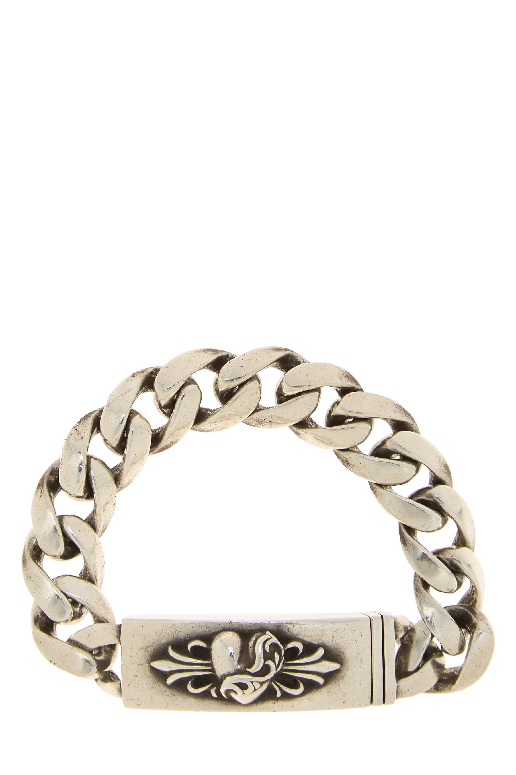 Chrome Hearts Sterling Silver Fleur-Heart ID Bracelet