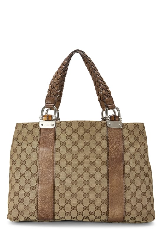 Brown Original GG Canvas Bamboo Bar Tote Large