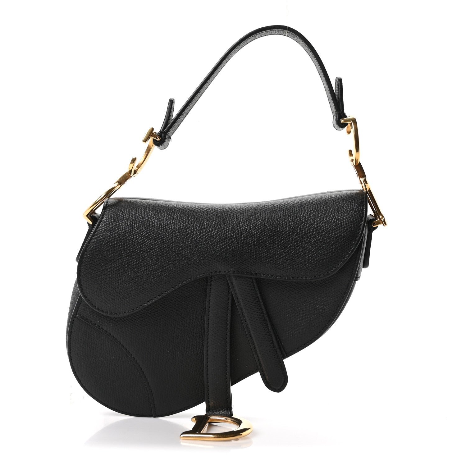 Christian Dior Grained Calfskin Mini Saddle Bag Black