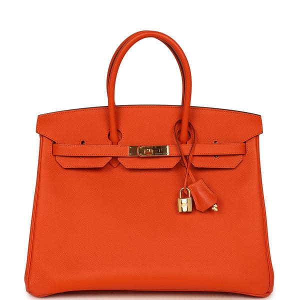 Pre-owned Hermes Birkin 35 Feu Epsom Gold Hardware