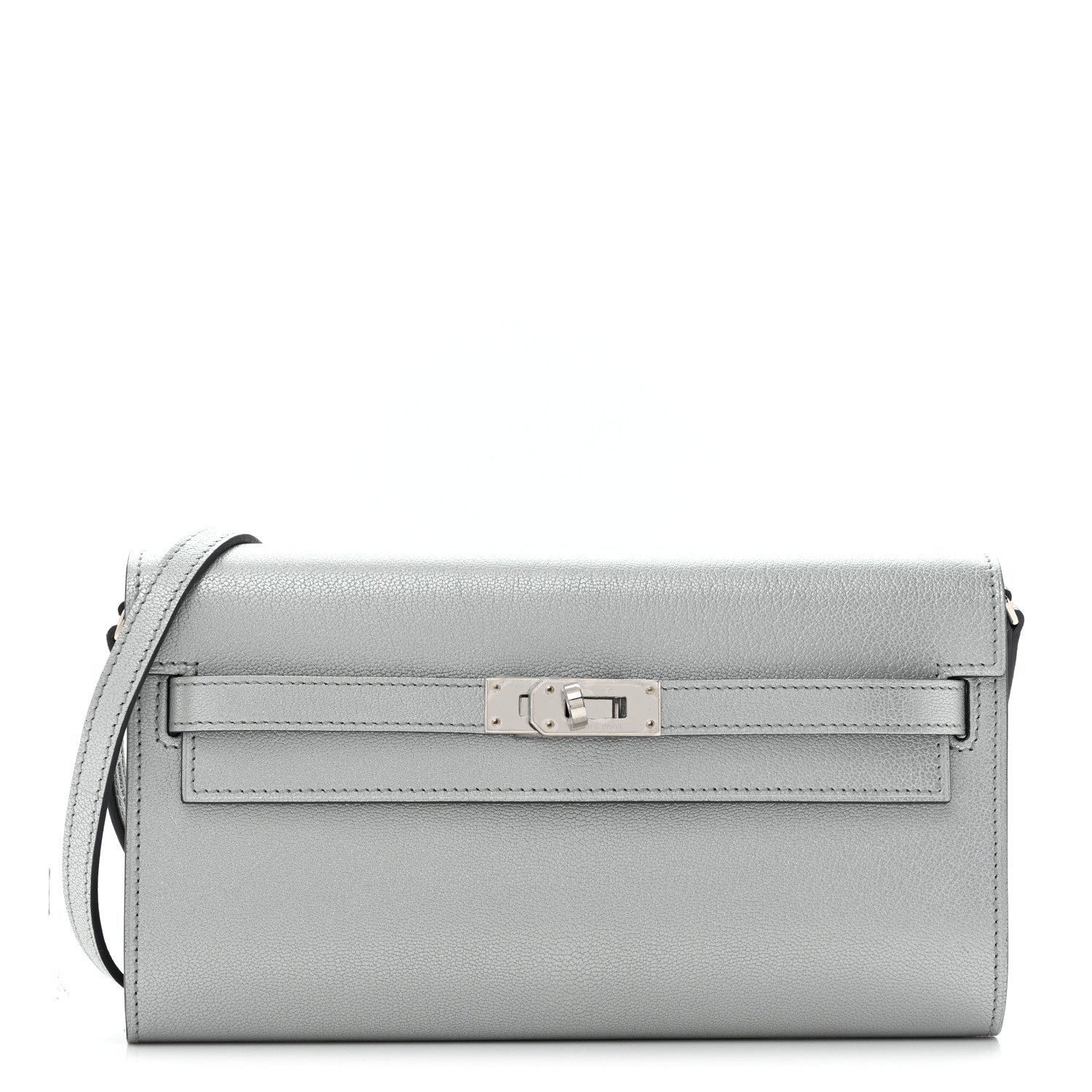 Hermes Hermes Metallic Chevre Chamkilight Kelly Wallet To Go Argent