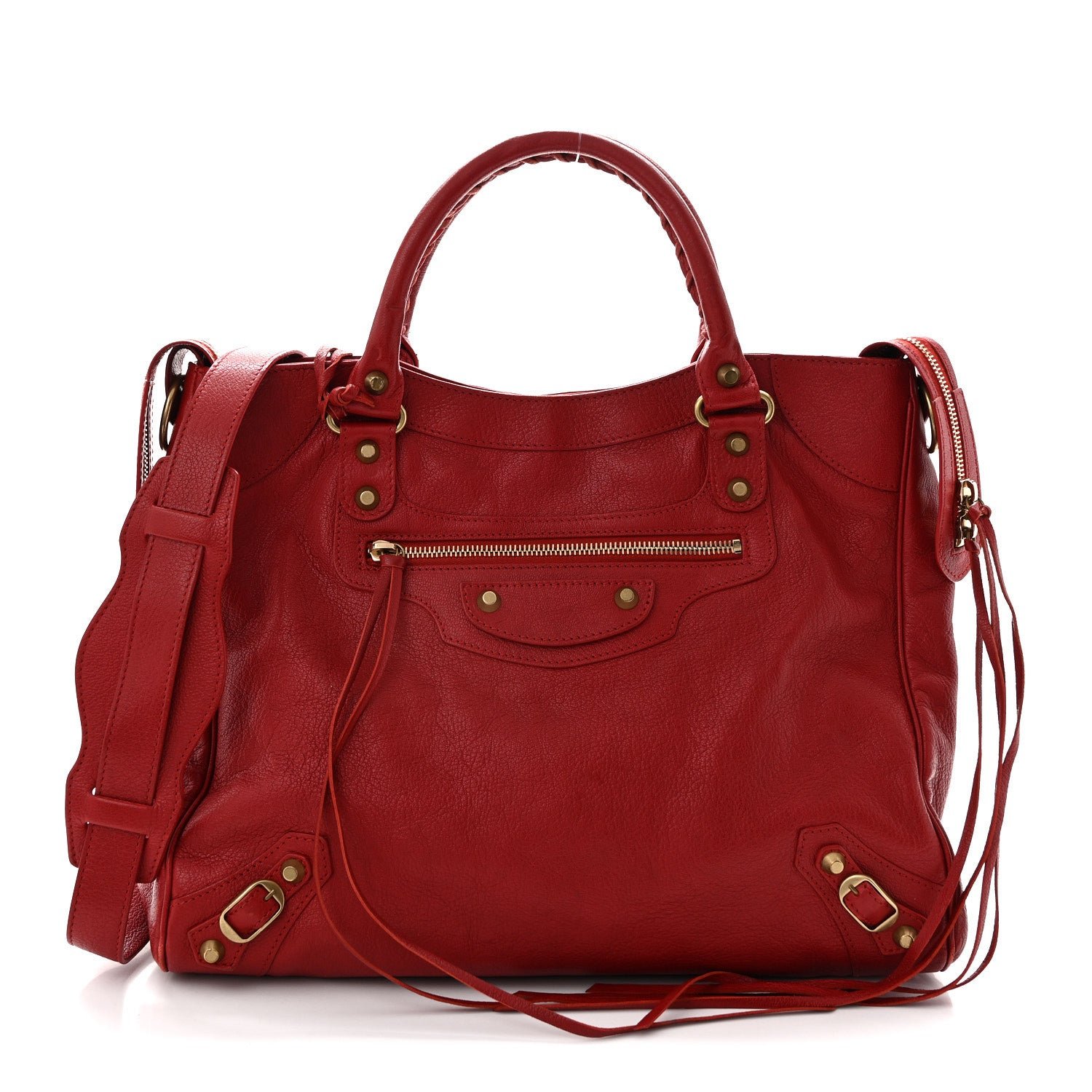 Balenciaga Sugar Goatskin Classic Gold Hardware Velo Rouge Coquelicot