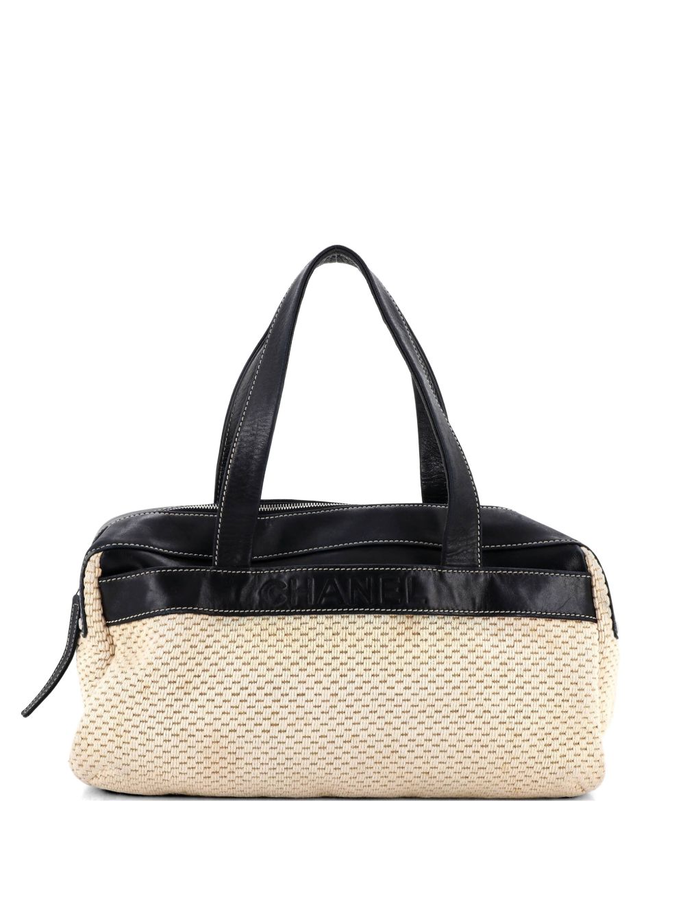 Lax Bowler Bag Leather and Woven Fabric handbag
