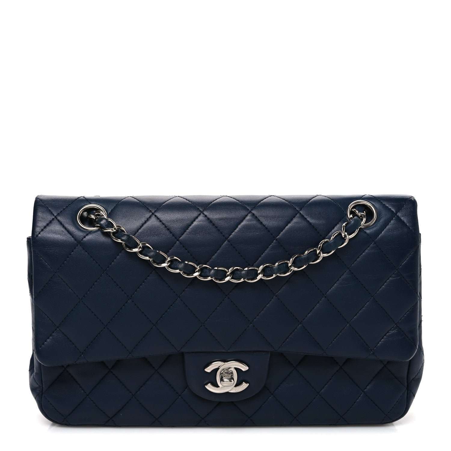 Chanel Lambskin Quilted Medium Double Flap Navy