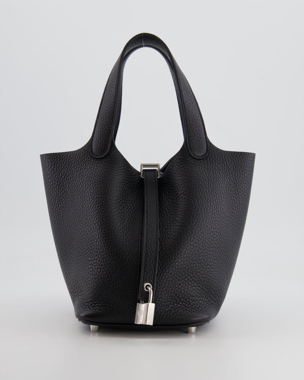 Hermes Picotin 18cm Lock Bag in Noir Clemence Leather with Palladium Hardware