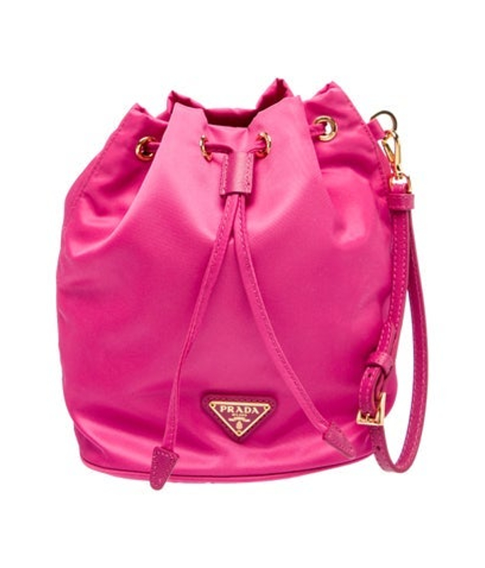 Prada Enameled Metal Triangle Bucket Bag