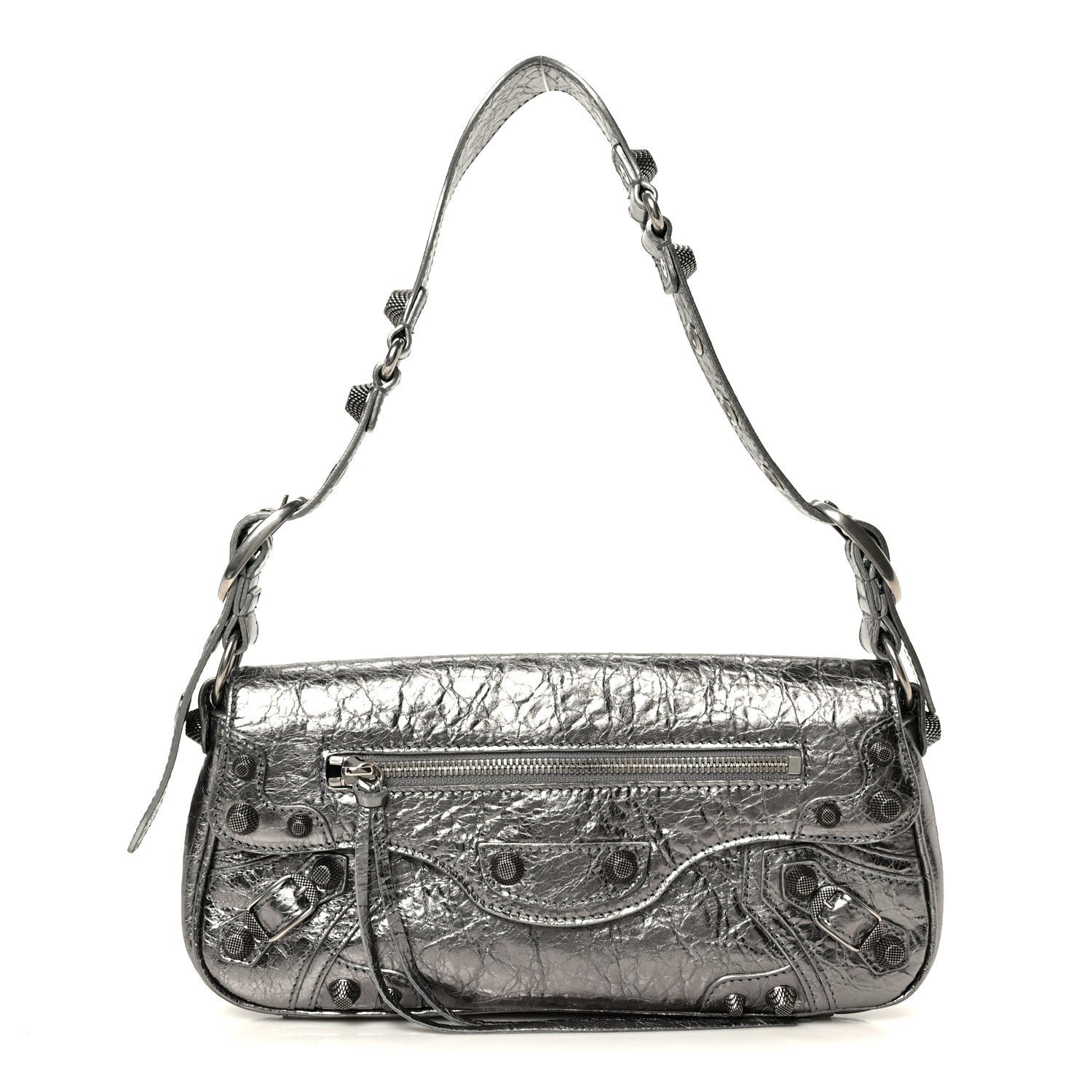 Balenciaga Metallic Agneau Arena Small Le Cagole Sling Bag Silver