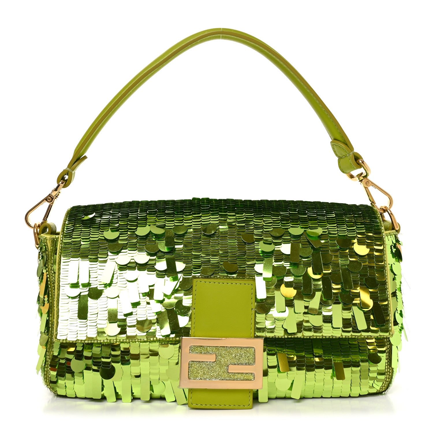 Fendi Sequin Paillettes Vitello Grace Sex and the City Baguette Wasabi