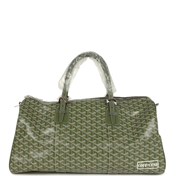 Goyard Goyard Boston 50 Bag Khaki Goyardine Canvas & Cervon Calfskin Palladium Hardware