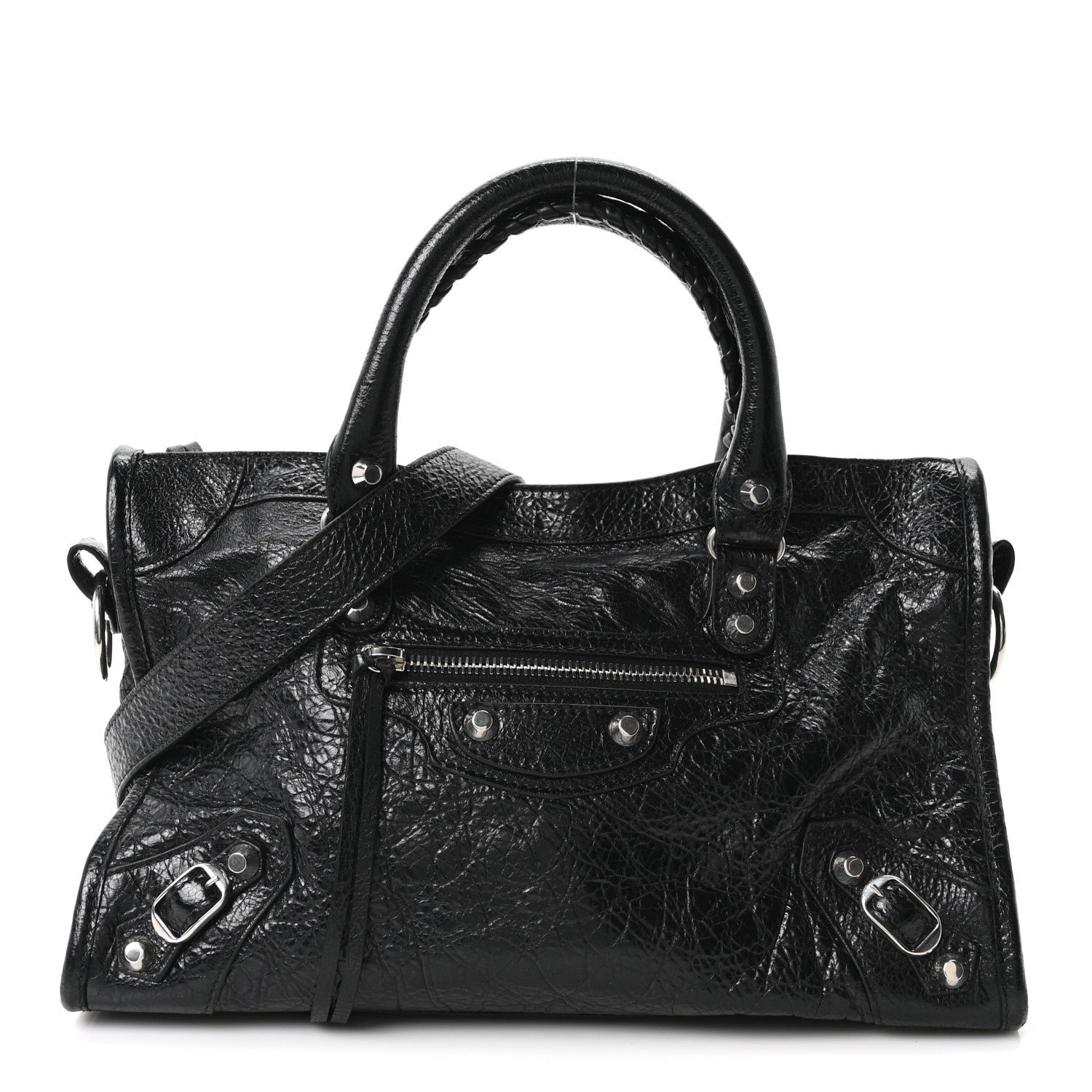 Balenciaga Agneau Arena Silver Hardware Small Le City Black