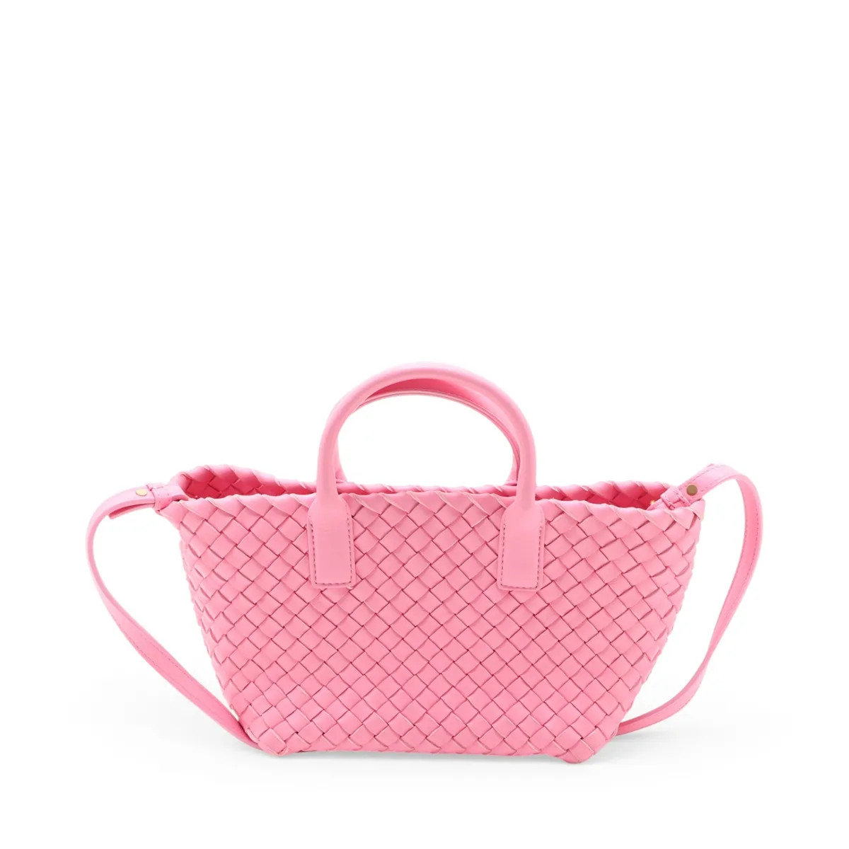 Bottega Veneta Intrecciato Mini Cabas Leather 2 Way Handbag Pink