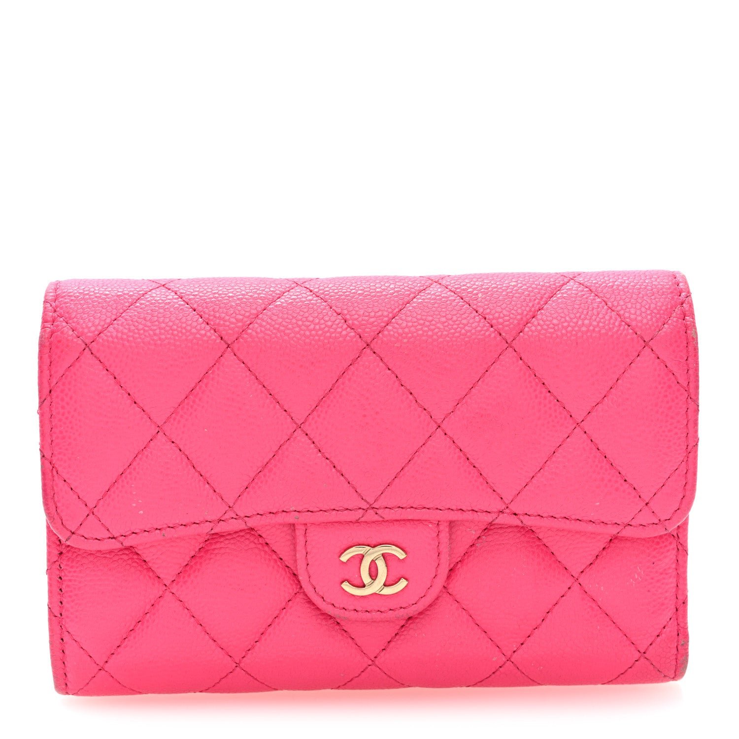 Chanel Caviar Quilted Medium Flap Wallet Dark Pink