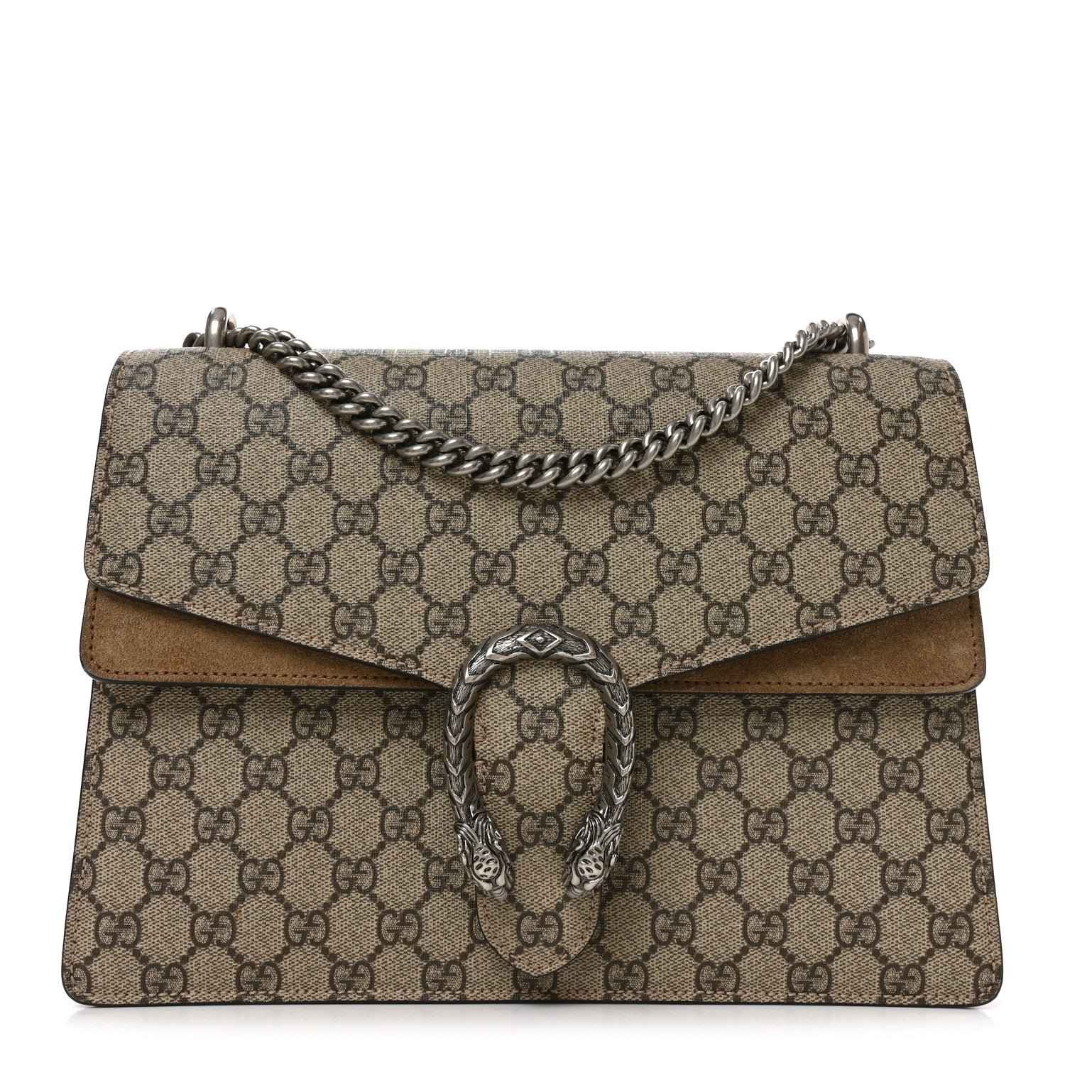 Gucci GG Supreme Monogram Medium Dionysus Shoulder Bag Taupe Taupe