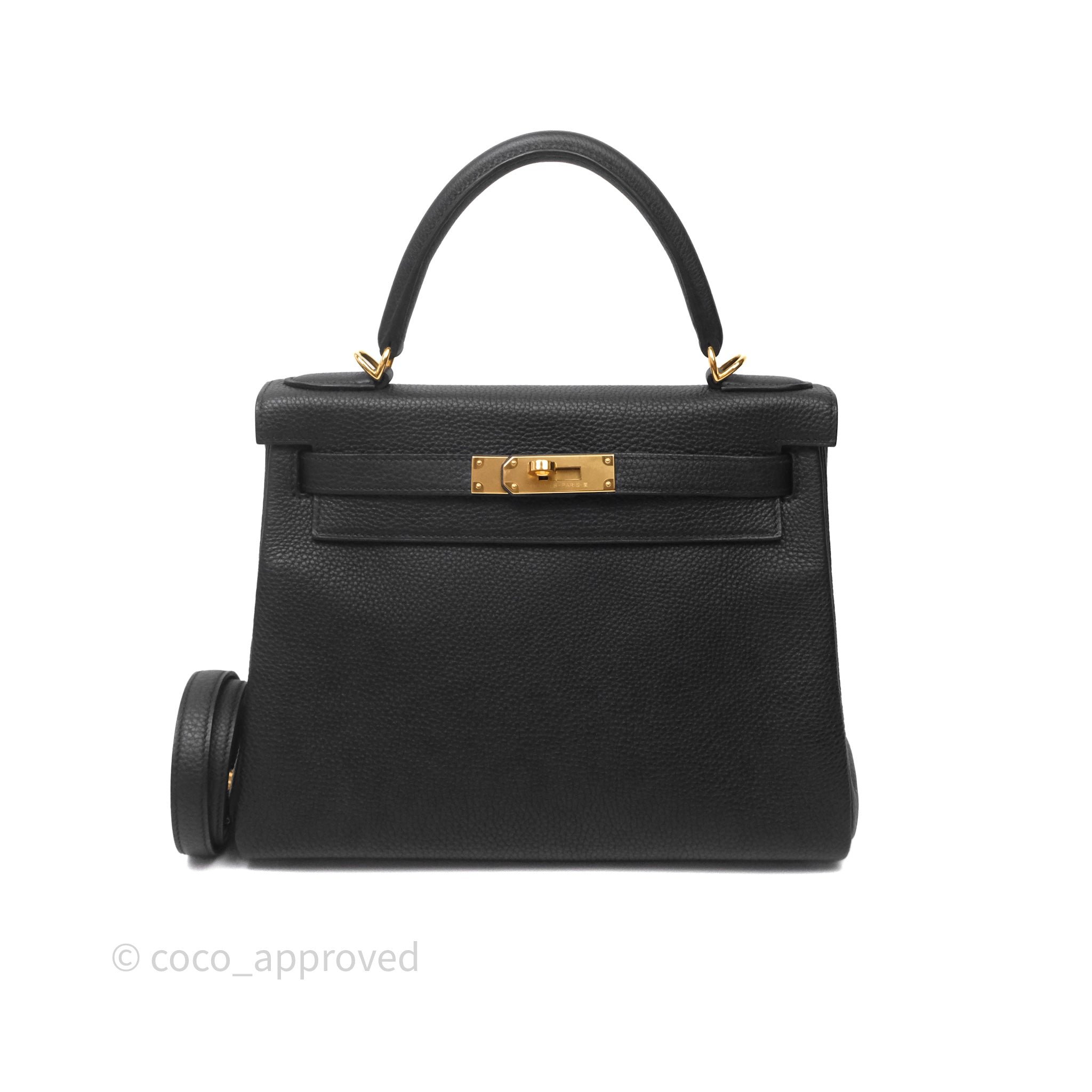 Hermès Kelly 28 Noir 89 Togo Gold Hardware